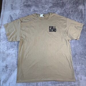 Full Send NSDQ Death Waits In The Dark T-Shirt Mens XL olive green graphic